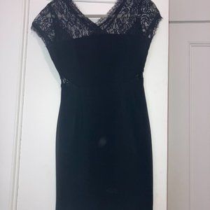 MM Couture S Black Lace Knee Length Dress